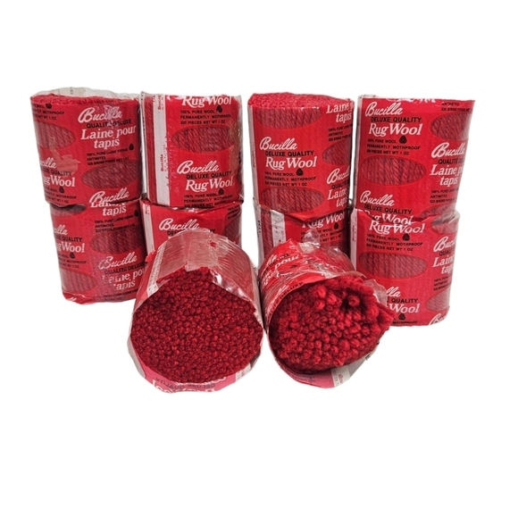 NWT Vintage Bucilla Pure Wool Latch Hook Rug Yarn Red‎ Color 4 Lot of 10 - Picture 1 of 5